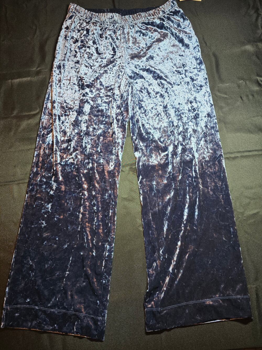 A New Day Navy Crushed Velvet Wide Leg Pull On Pants